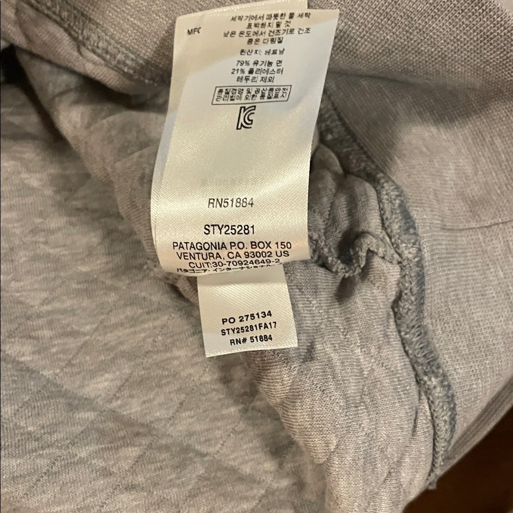 Patagonia Quilted Snap T Pullover Drifter Gray/Ruby Organic Cotton Size Small - Picture 9 of 9